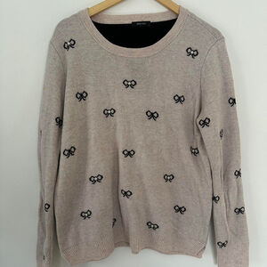 🧡 2 for 10$ Adorable Bow Sweater with Pearl Detailing - Soft Pink (Size Large)